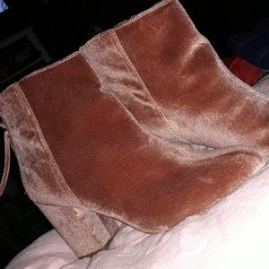 Pink Suede/Velvet Booties
